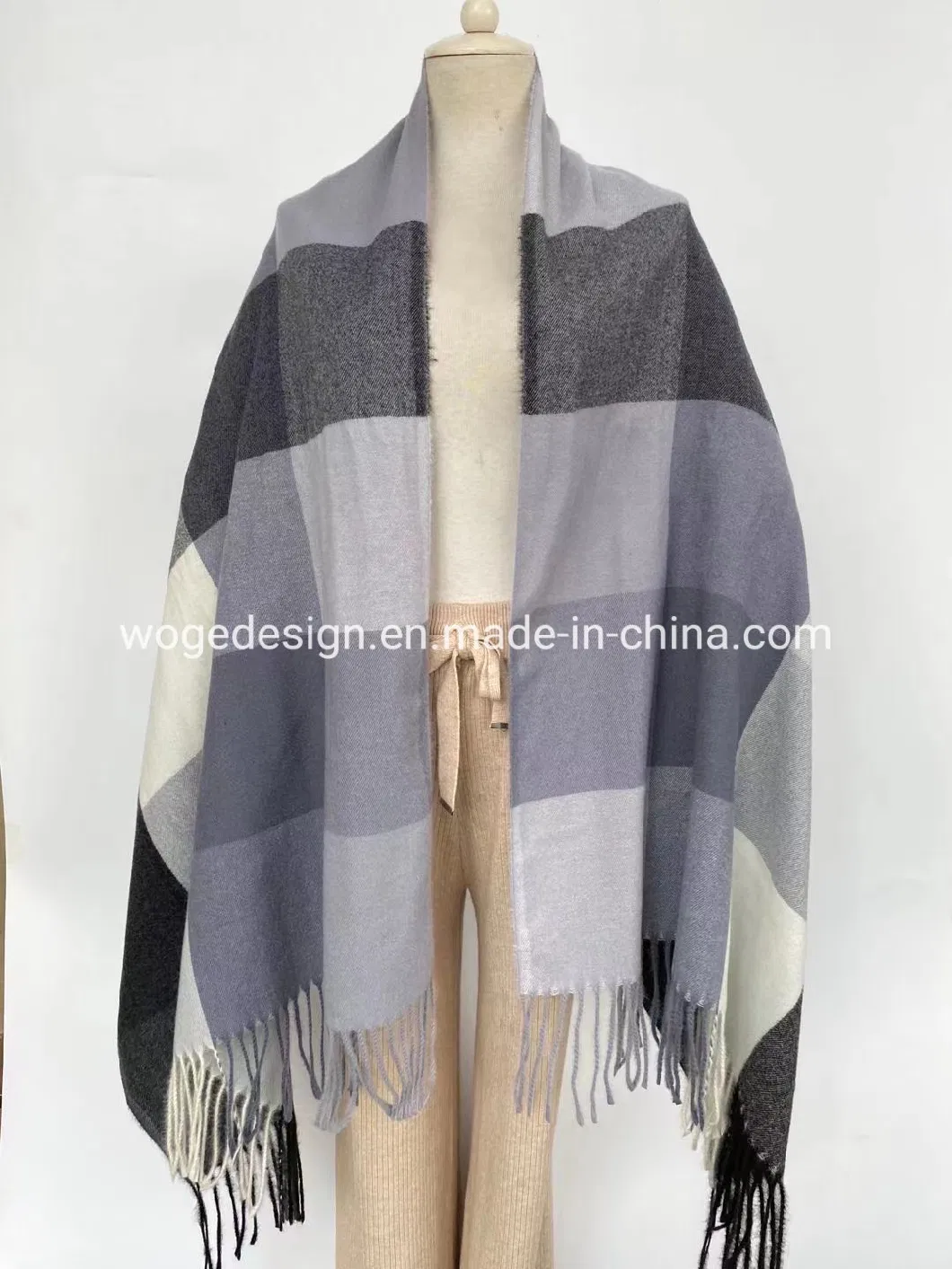 Tops Sold Hot Popular Women Wholesale Cashmere Pashmina Scarves Stole Woven Jacquard Acrylic Plaid Scarf Shawl for Fall Winter