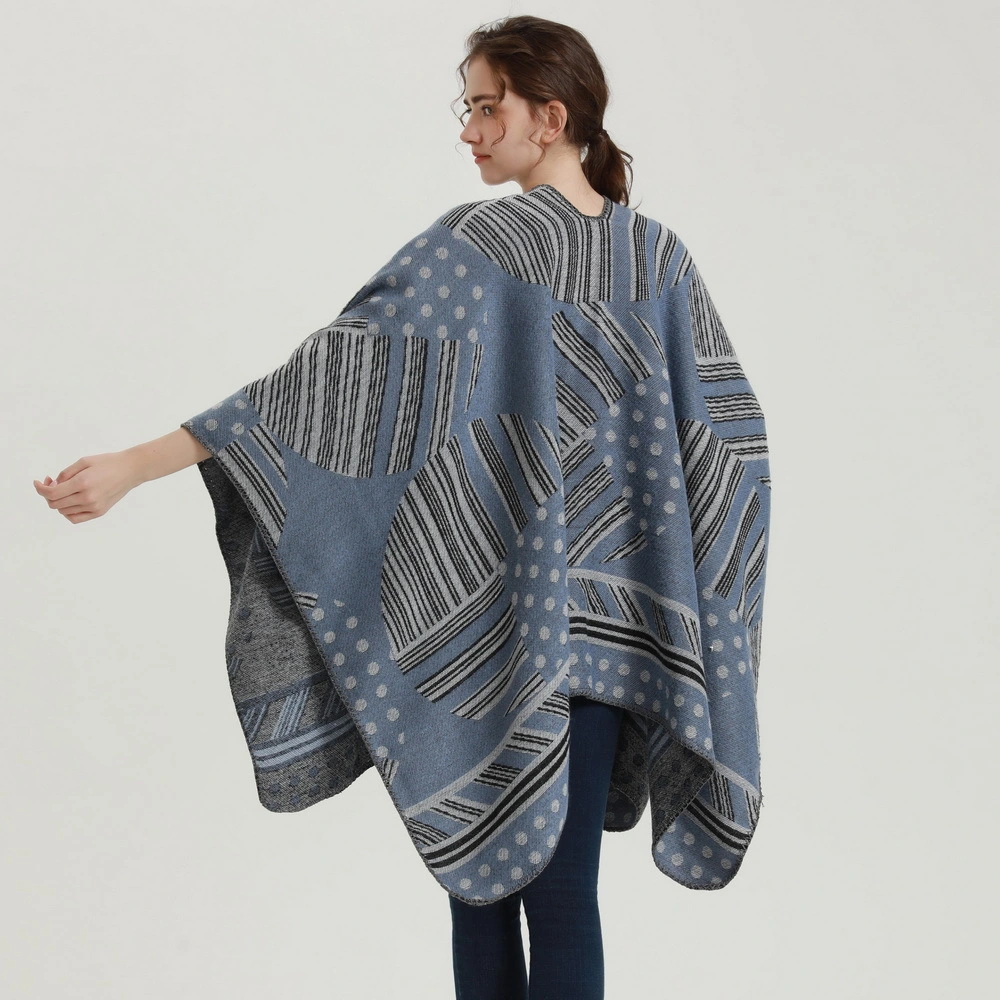 Women&prime;s Printed Tassel Open Front Poncho Cape Cardigan Wrap Shawl