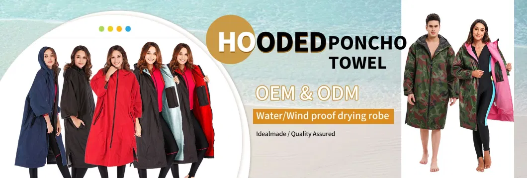 Quick Drying Microfiber Hooded Beach Towel Surf Changing Robe Waterproof Changing Poncho