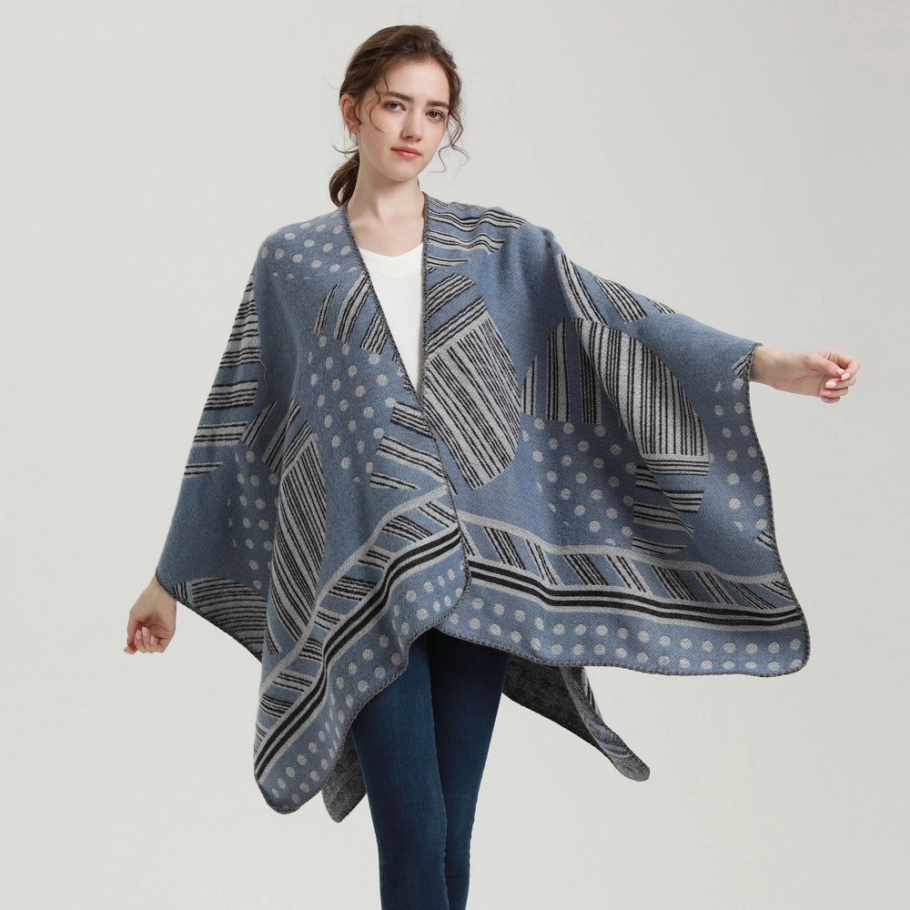 Women&prime;s Printed Tassel Open Front Poncho Cape Cardigan Wrap Shawl