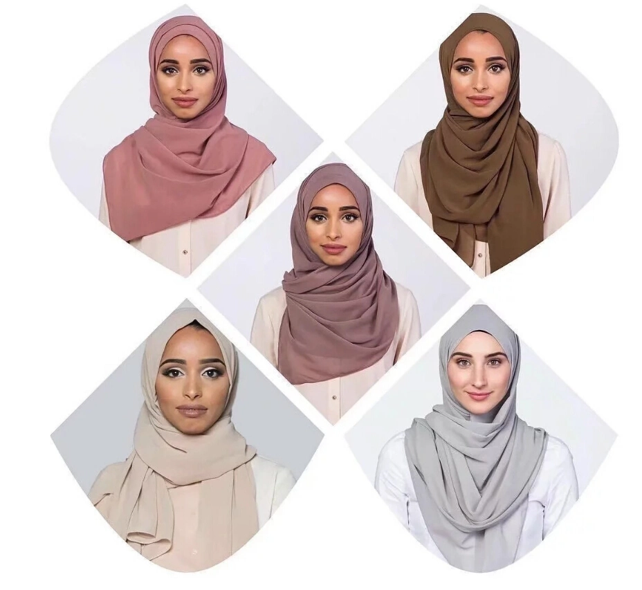 Cheap Arab Pure Color Shawl Long Scarf Muslim Chiffon Hijab Scarf