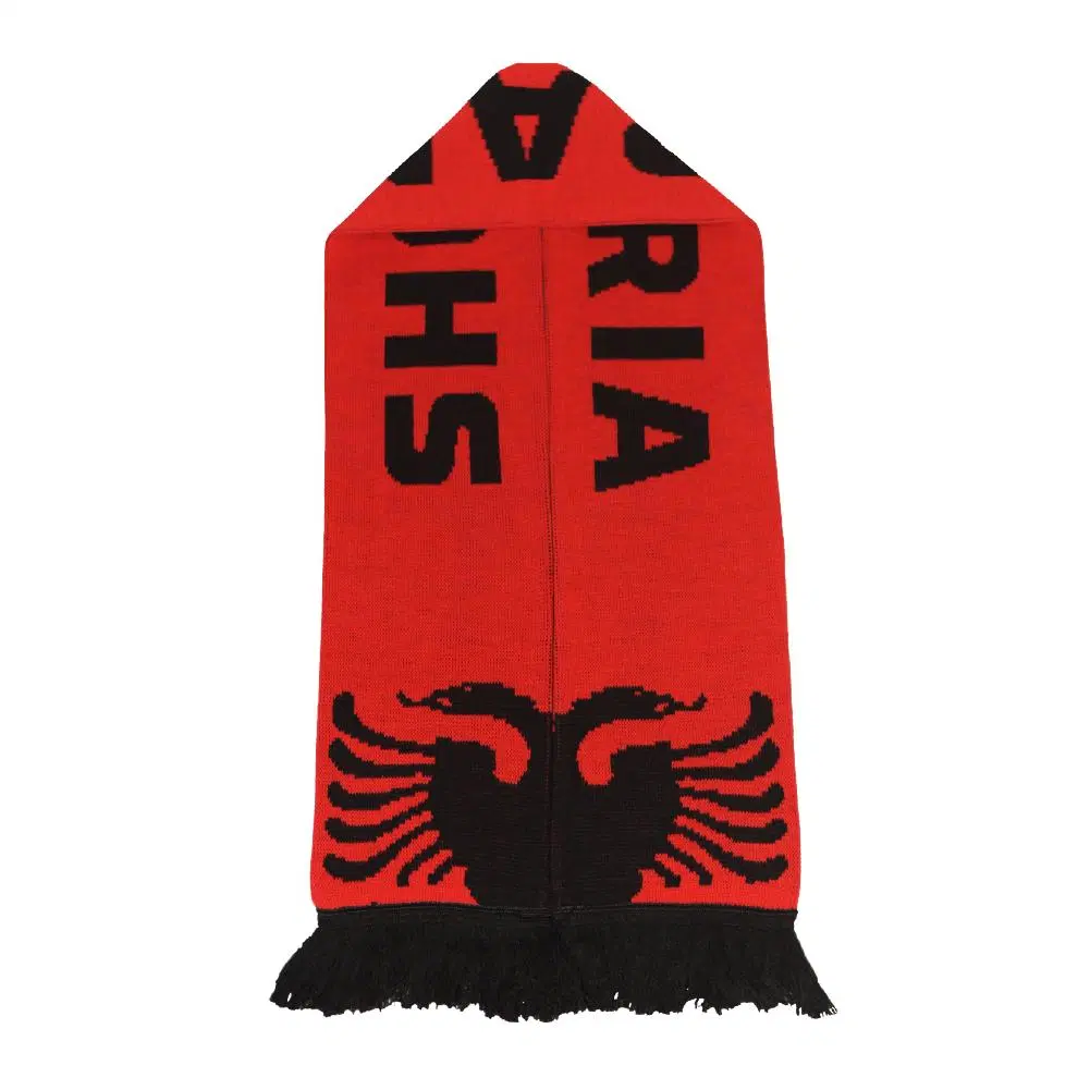 Custom Printed 100% Acrylic Knitted Jacquard Half and Half Football Fan Supporter Silk Satin Fashion Long Scarf