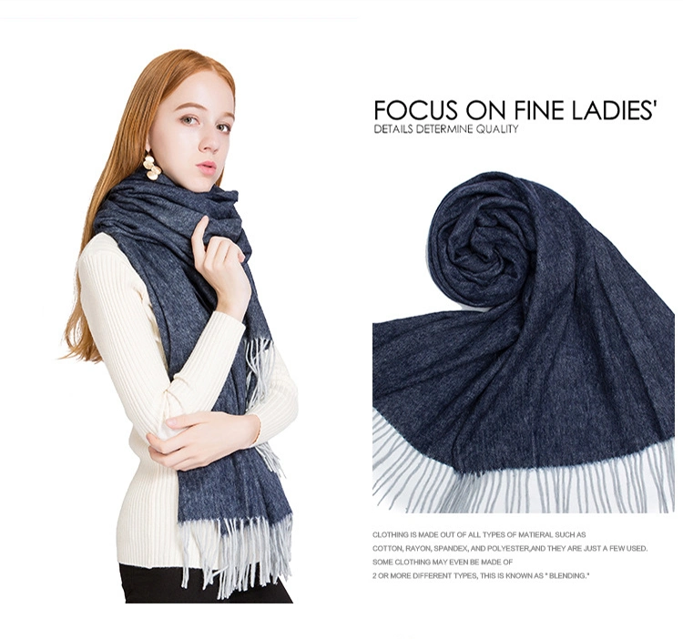 High Quality Warm 100% Wool Scarf Solid Color Skin-Friendly Women&prime;s Wool Shawl