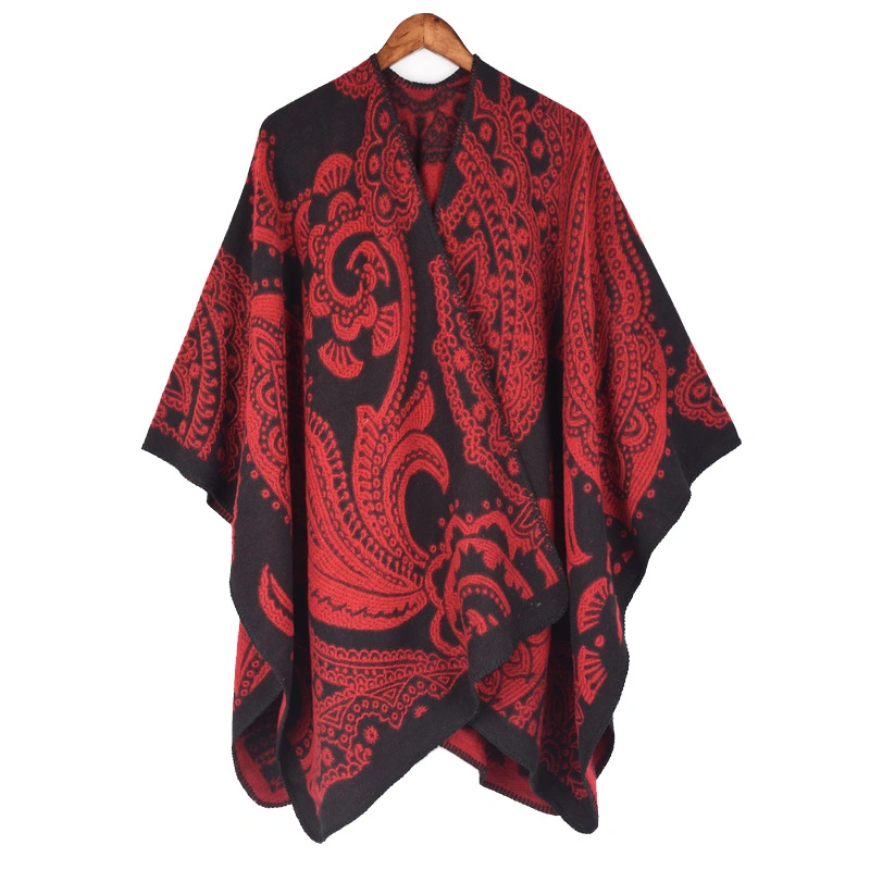 Winter Large Cashew Ladies Scarf Cape Thick Warm Ethnic Women Poncho