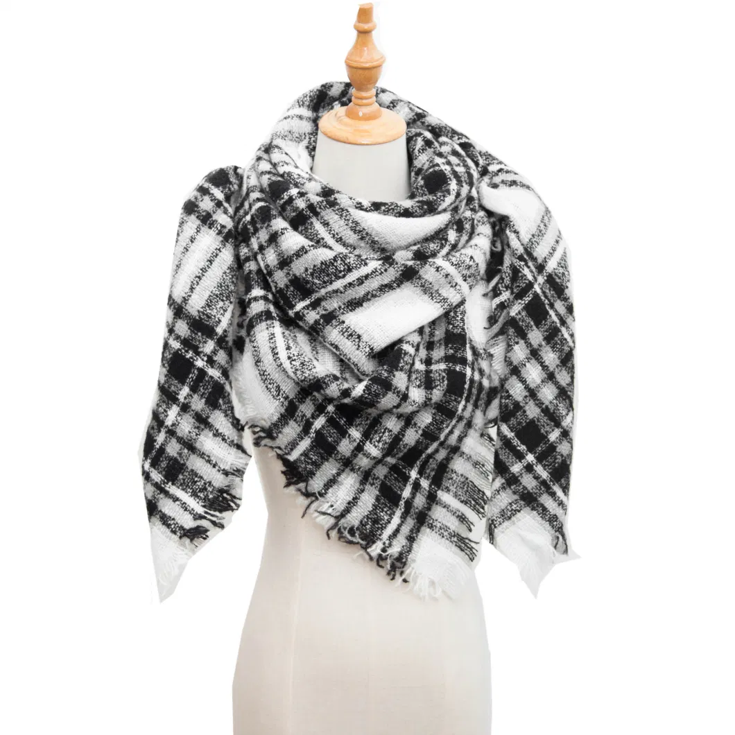 Plaid Blanket Shawl Women Big Oversized Long Scarves