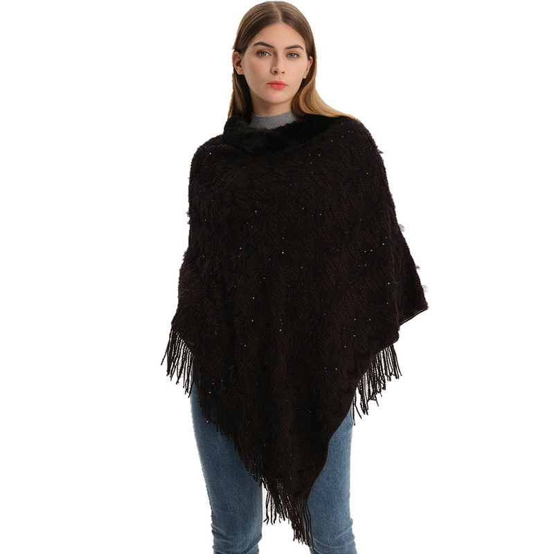 Custom Winter Pure Color Cape Shawl for Ladies