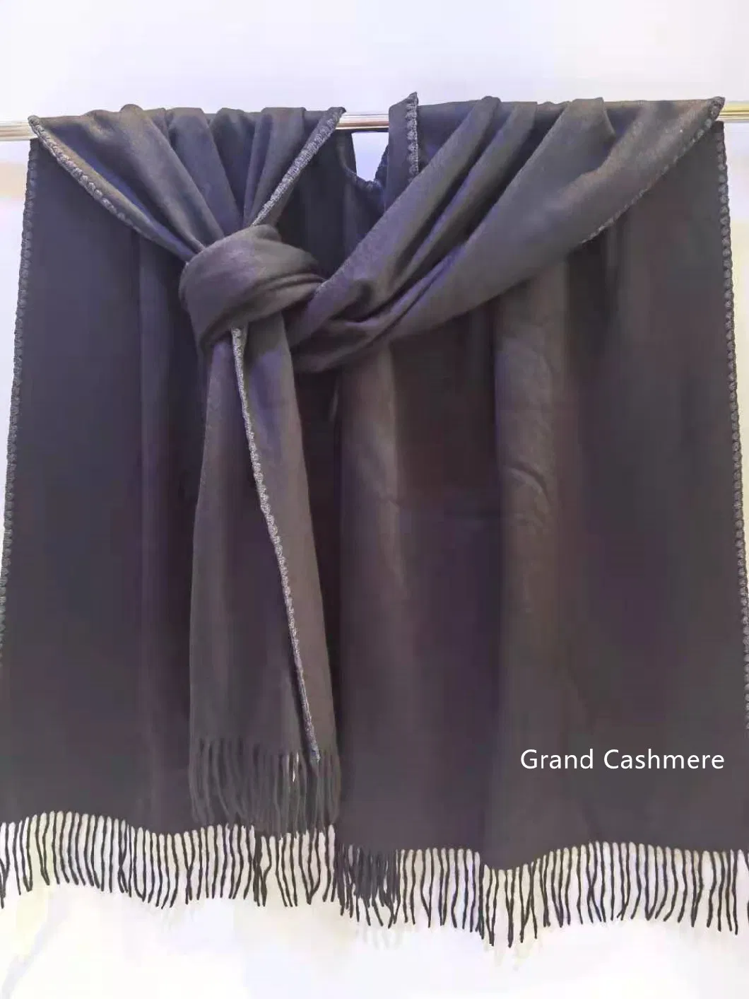 Cashmere Wave Beige Grey Shawl