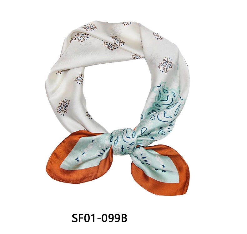 Women Square Neckerchief 2022 Spring Chiffon Scarves Paisley Printting Design Bandana Lady Fashion Headscarf Scarf for Ladies with Smooth Touch