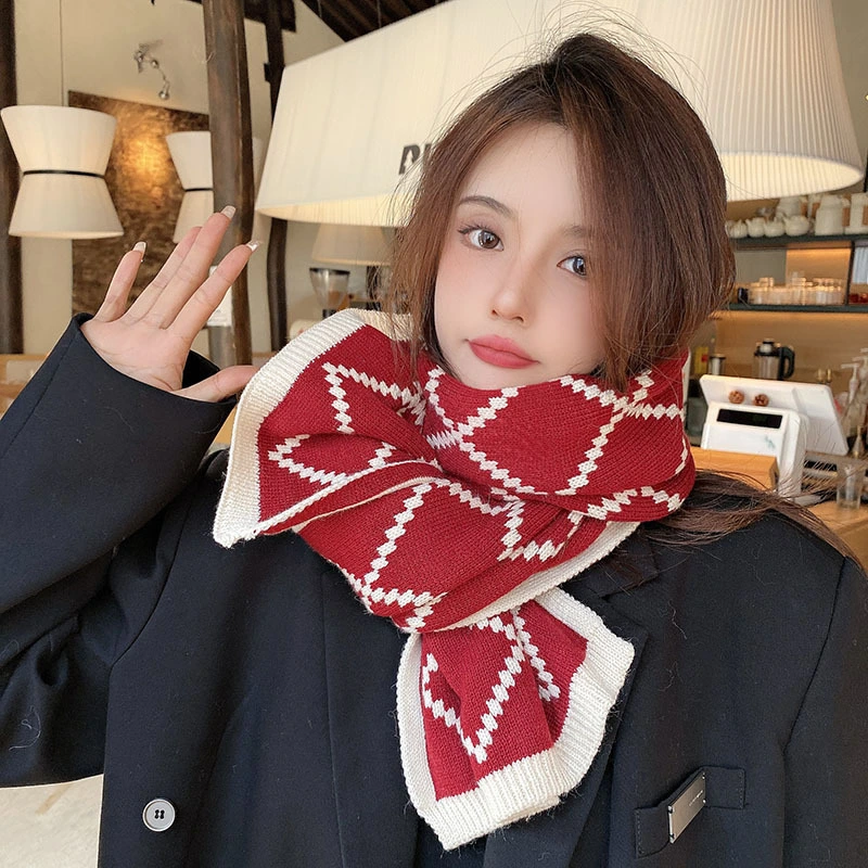 Wholesale OEM Fashion Comfortable Women Men Plaid Winter Warm Jacquard Long Scarf for Custom Logo