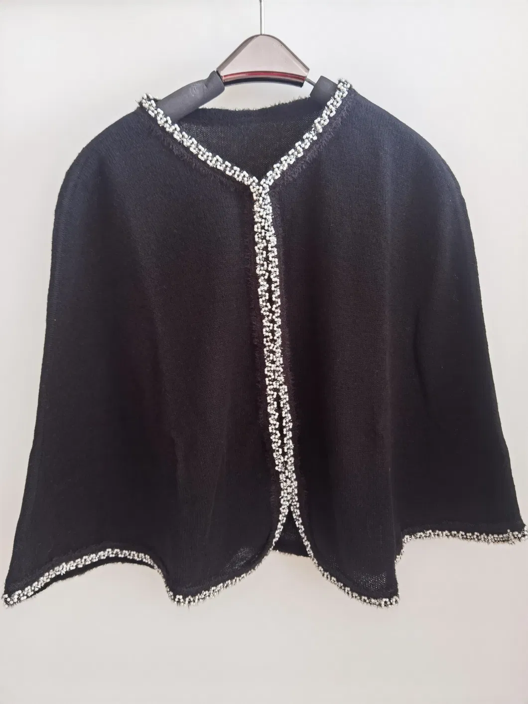 Beading Cashmere Wool Poncho Cape