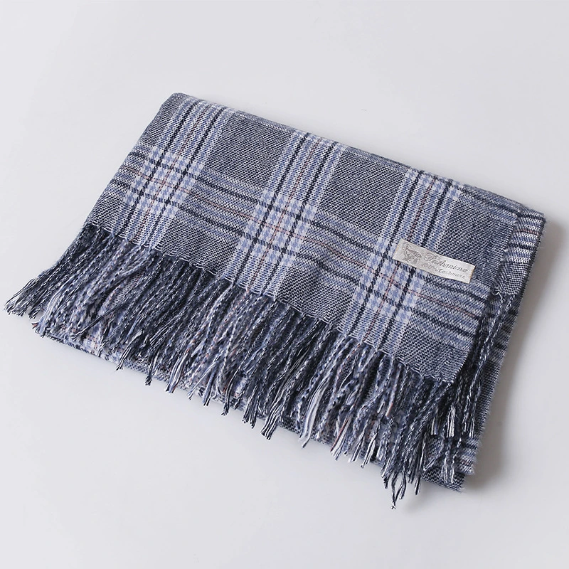 Striped Plaid Cashmere Scarf Women&prime;s New Autumn and Winter Bristle Thickened Warm Tassel Shawl Gift Scarf