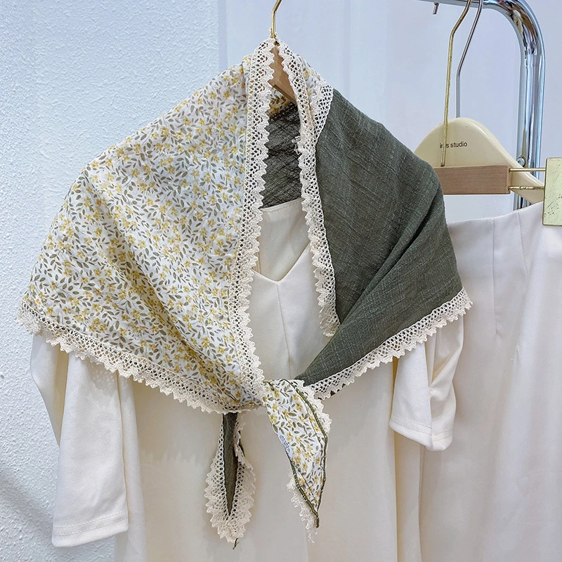 Triangle Silk Felling Blend Summer Soft Cotton Vintage Crinkle Winter Scarf
