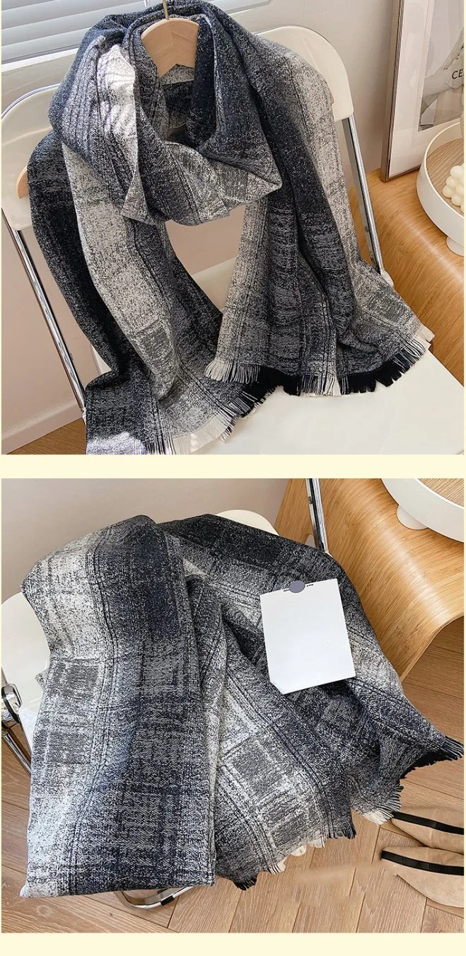 Ladies Designer Fashion Soft Woven Scarves Custom Logo Fluffy Warm Cosy Shawl Jacquard Poncho Scarf for Girls Winter