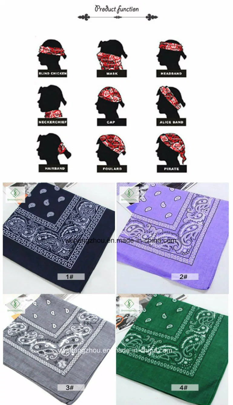 Unisex Hip-Hop Black Paisley Bandana Headband Cashew Multifunctional Square Scarf