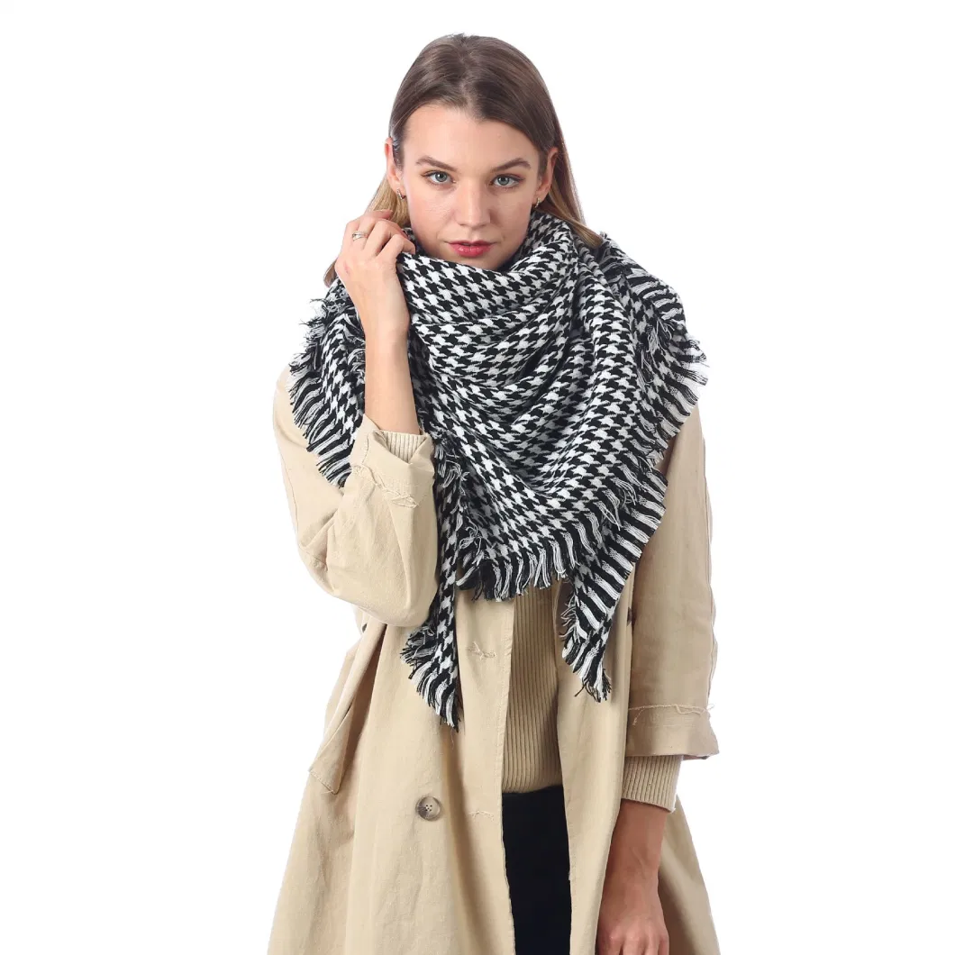 Fashion Black Square Scarf Imitation Cashmere Plaid Scarves Warm Shawl Manufacturers Sales