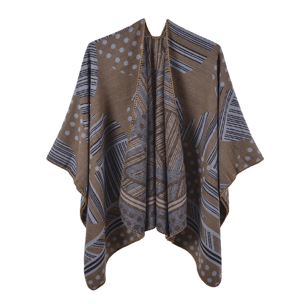 Women&prime;s Printed Tassel Open Front Poncho Cape Cardigan Wrap Shawl