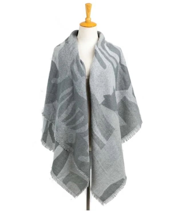 Factory Quality Ladies Classical Acrylic Woven Scarf Wrap Poncho Shawl