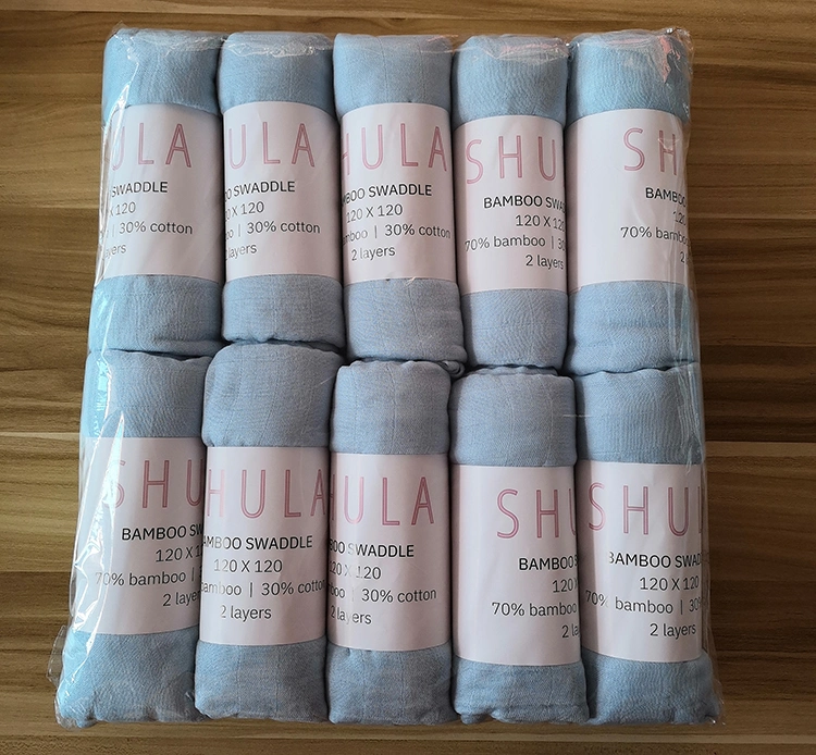 Ready to Ship 70% Bamboo+30% Cotton Baby Muslin Swaddle Wrap Blankets