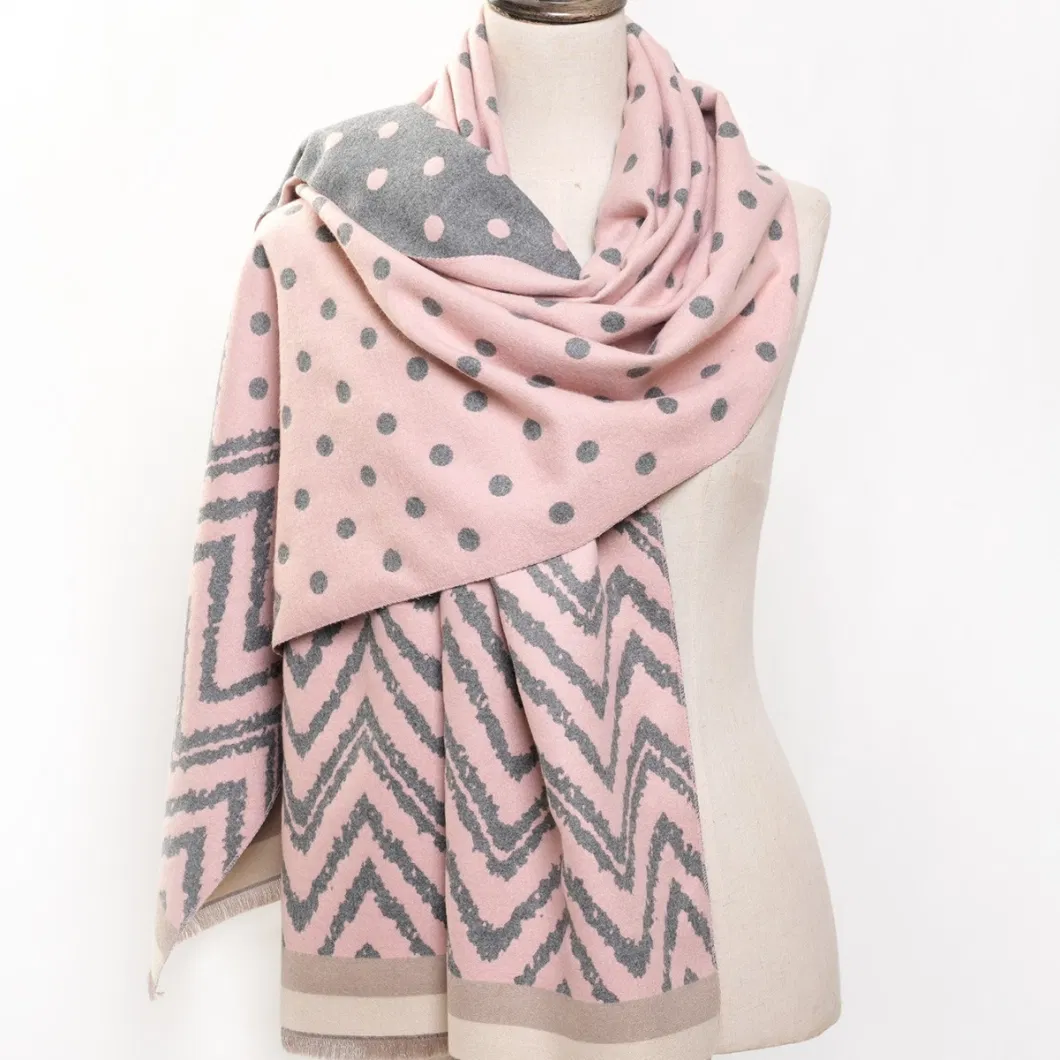 Faux Cashmere Fashion Double-Sided Dotted Lady Shawl Scarf,