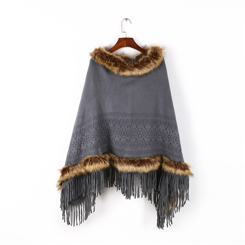 Women Shawl Cloak Winter Scarf Ladies Travel Shawls Cashmere Hickened Cloak Fur Cloak