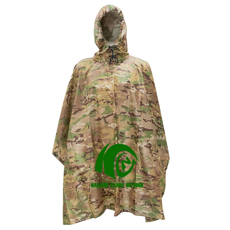 Military Rain Poncho Camouflage Raincoat Outdoor Waterproof Lightweight Army Rainwear