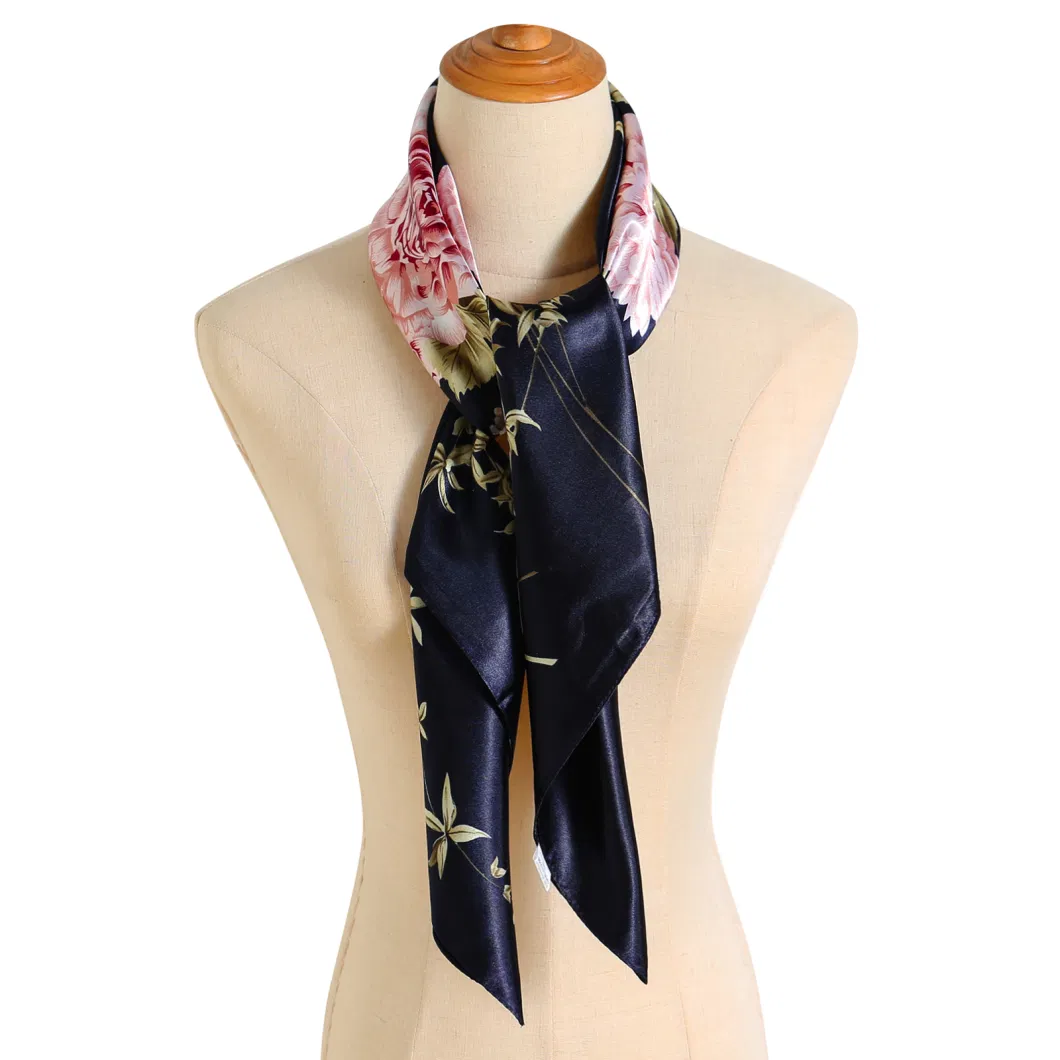 Fashion Ladies Square Flowers Silk Head Hair Wrapping Scarf