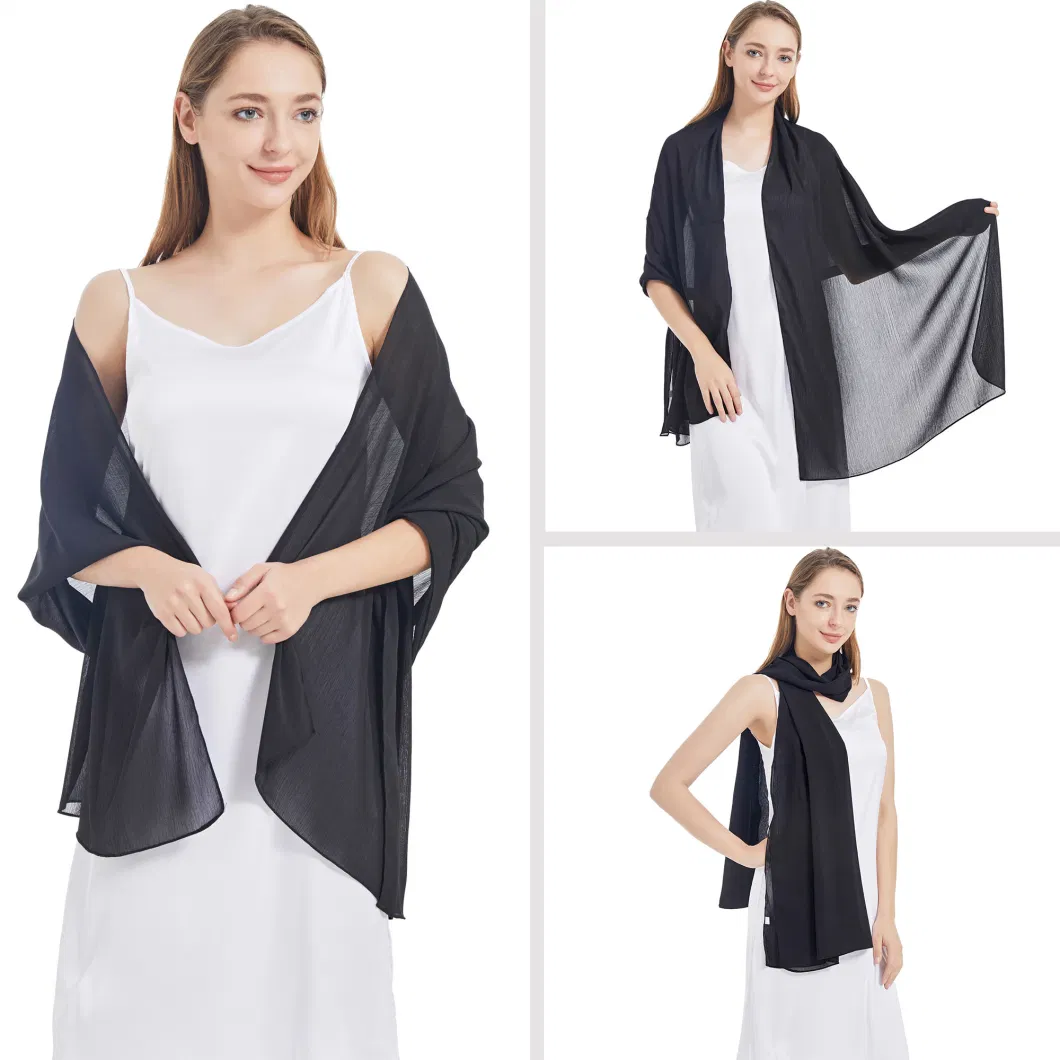 Trendy Ladies Black Chiffon Shawls and Wraps for Evening Party