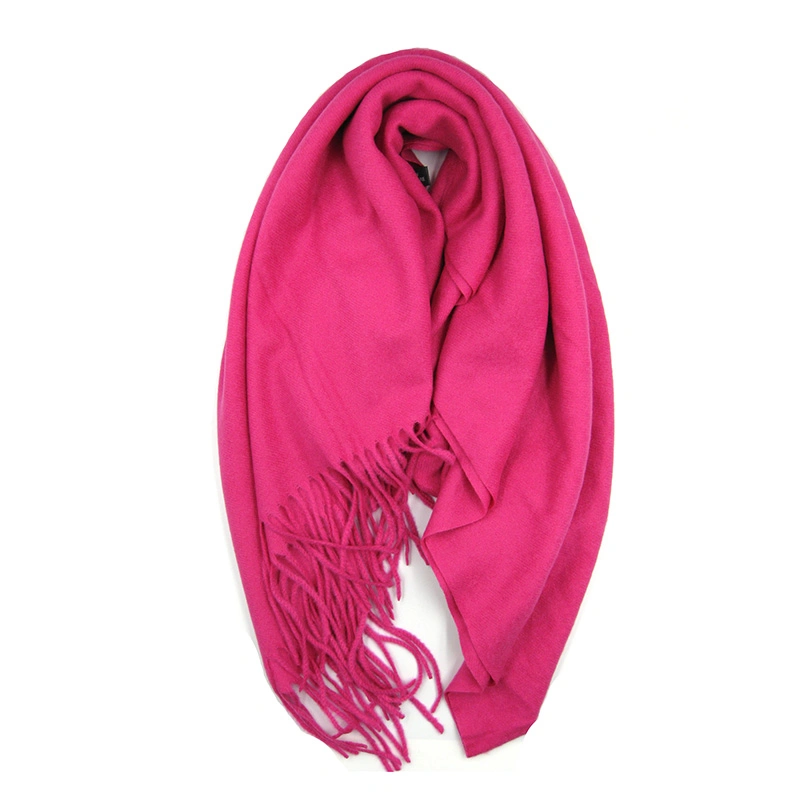 Cashmere Blend Classic Plain Scarf with Tassel Hem