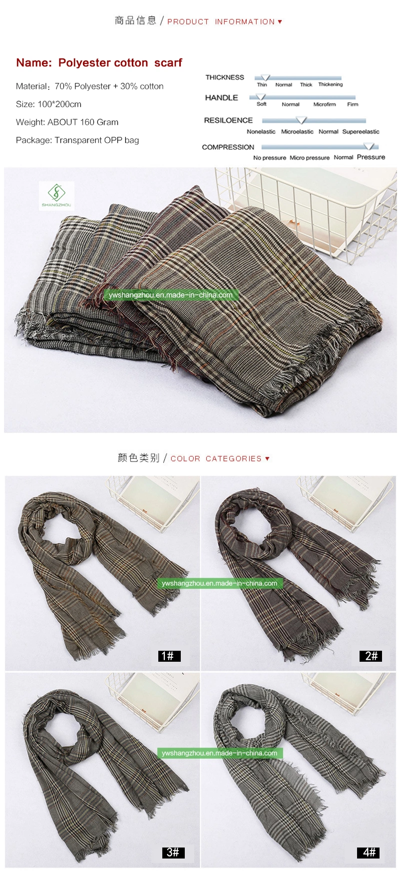 Newest Cotton Plaid Short-Whisker Scarf Fashion Lady Sunscreen Shawl