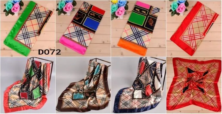 New Color Check Carriage Satin Square Scarf Wholesale Fashion Printed Lady Scarf