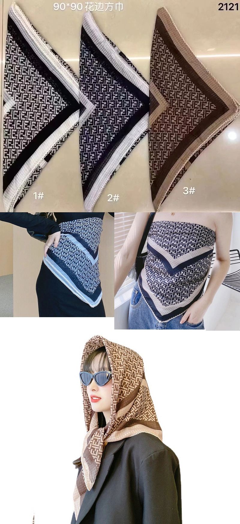 Digital Printed Cotton Voile Square Hijab 90*90cm Tudung Bawal Muslim Scarf