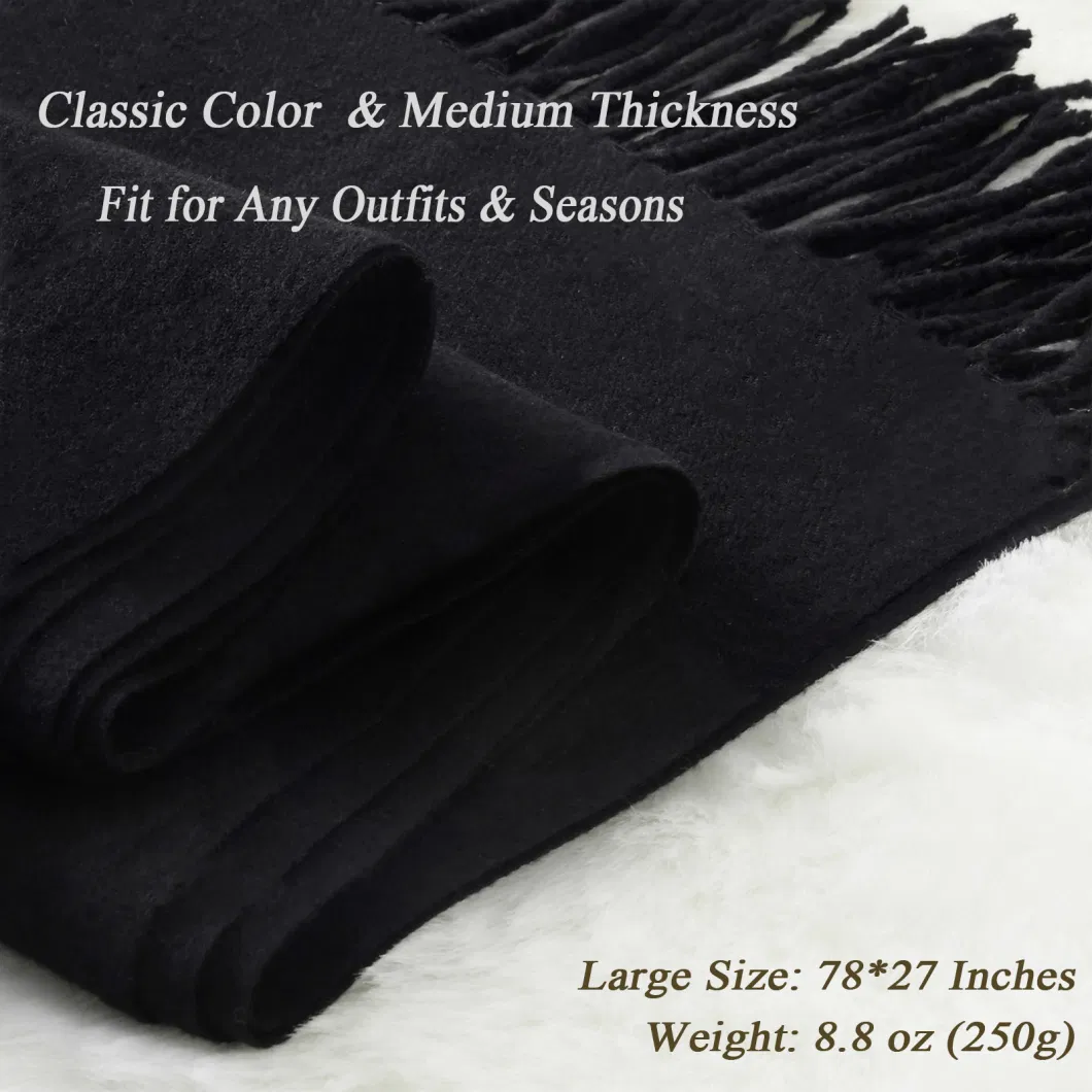 All Season Ladies Medium Thickness Black Pashmina Wool Shawls and Cape Wraps