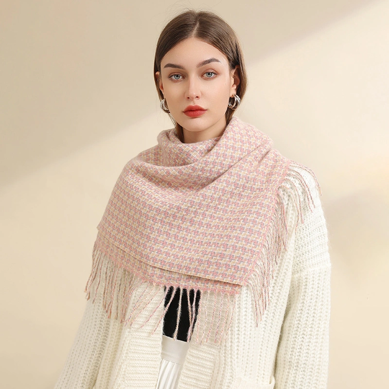 Women&prime;s Cashmere Small Plaid Coloured Checked Winter Warm Wrap Scarf