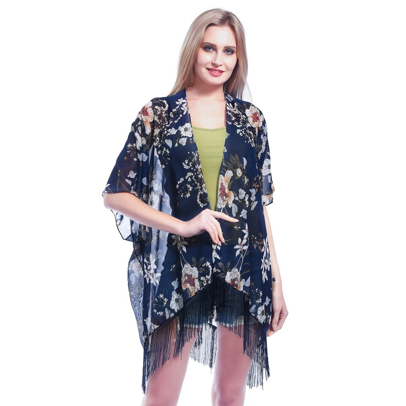 Summer Light Beach Shawl Wrap Poncho with Tassel for Women