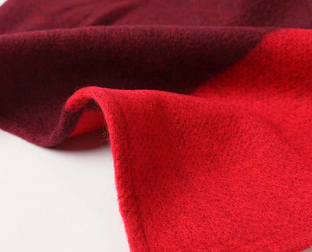 Lady Two Tone Double-Side Reversible Superfine Wool Cloak Coat Shawl