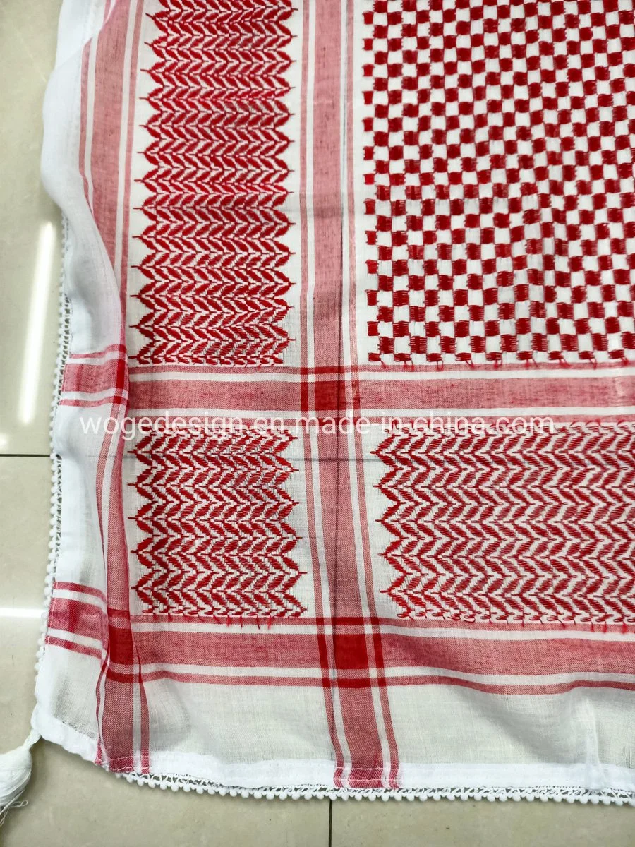 Tops Selling 130*130cm Square High Quality Jacquard Polyester Arafat Scarf with Fringes