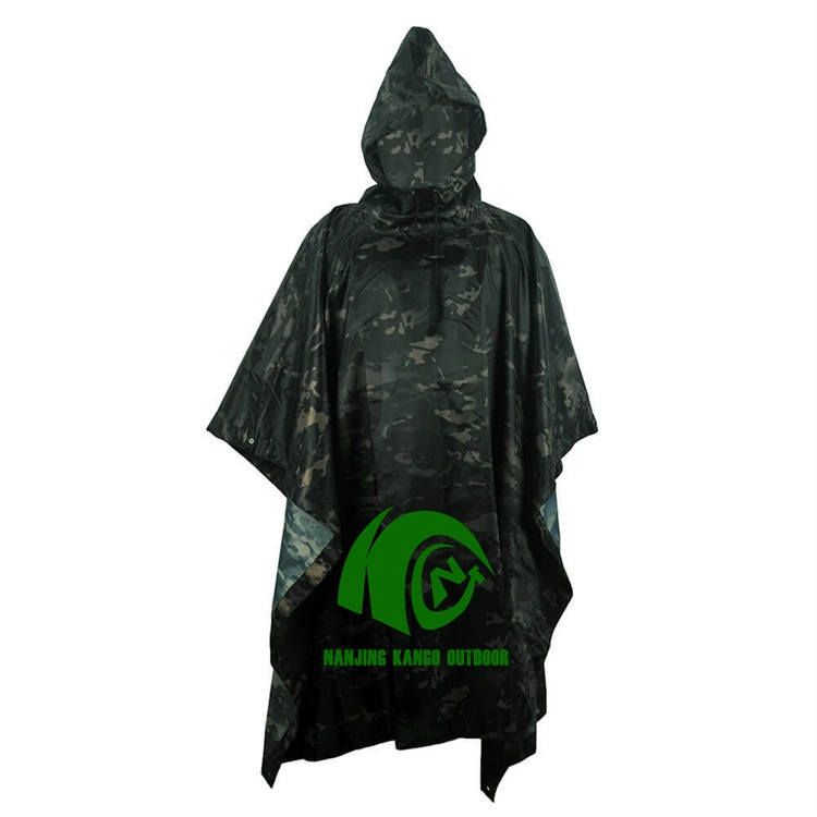 Kango High Quality Portable Rain Poncho Military Camouflage Camping Hiking Raincoat Jacket