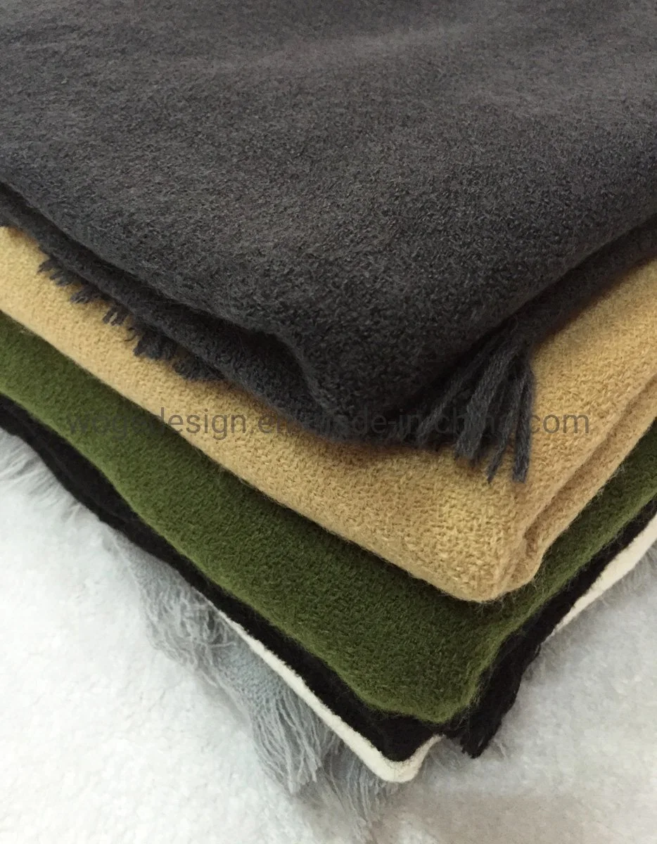 Top Selling Oversized Factory Wholesale Knitted Tassel Plain Winter Unisex Solid Color Square Cashmere Blanket Scarf