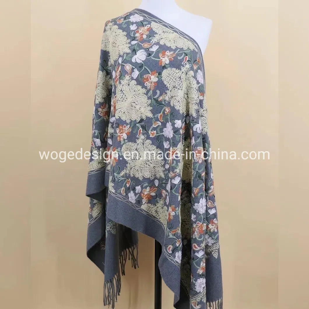 New Coming Moslem Woman Winter Cashmere Shawl Floral Embroidery Scarves Pashmina