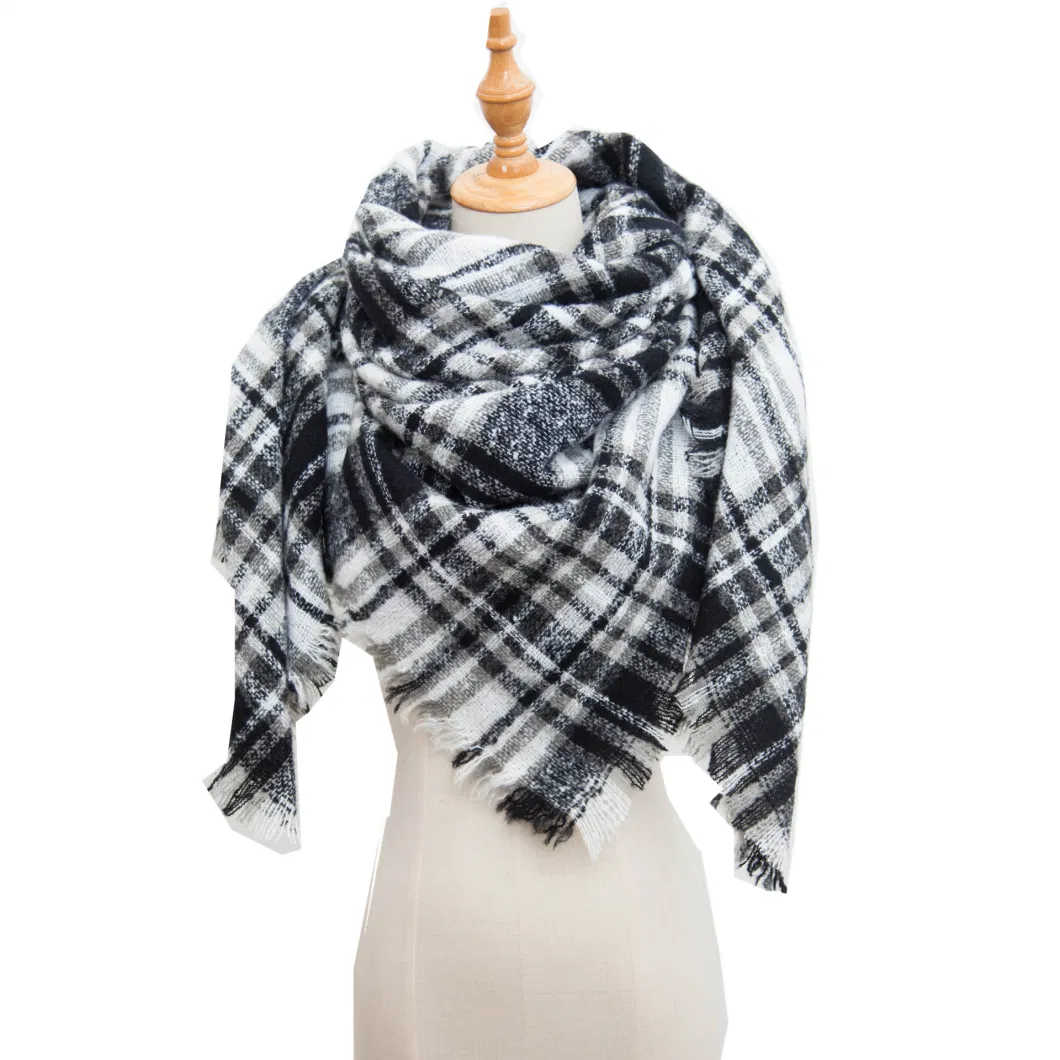 Cotton Blanket Shawl Women Big Oversized Long Plaid Scarves