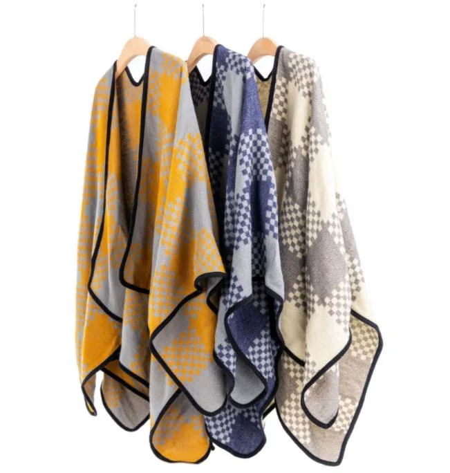 Fashion Leisure Classical Houndstooth Acrylic Knitted Scarf Wrap Poncho Shawl