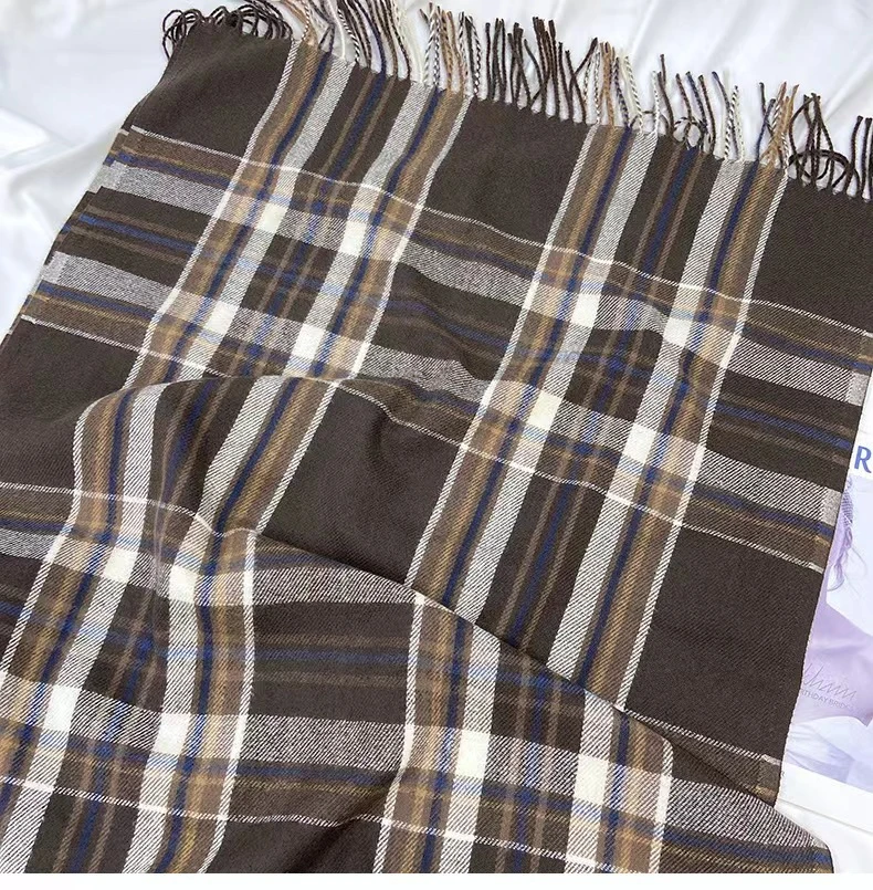 Plaid Striped Warm Shawl Cotton Wholesale Blanket Wool Warp Cashmere Winter Scarves