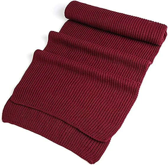 Autumn and Winter Unisex Pure Color Neck Warm Knitting Yarn Red Scarf