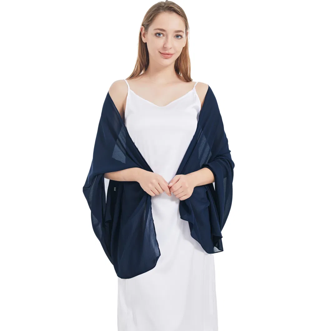 Custom Ladies Formal Evening Party Navy Blue Chiffon Shawls Capes