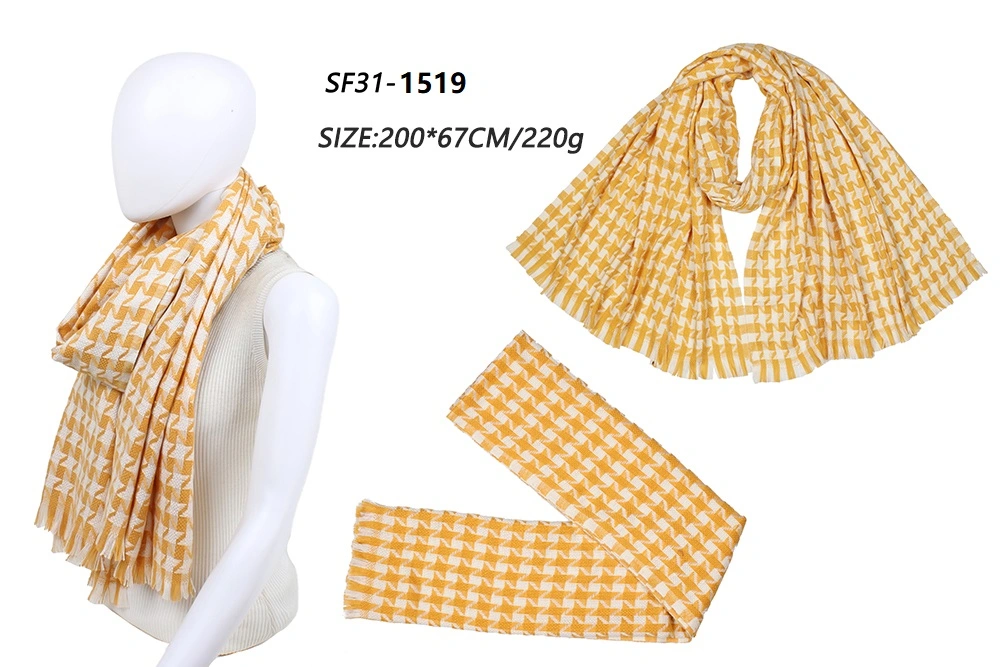 Cheaper Designer Houndstooth Jacquard Women Soft Winter Wraps Poncho Stole Shawl Scarf