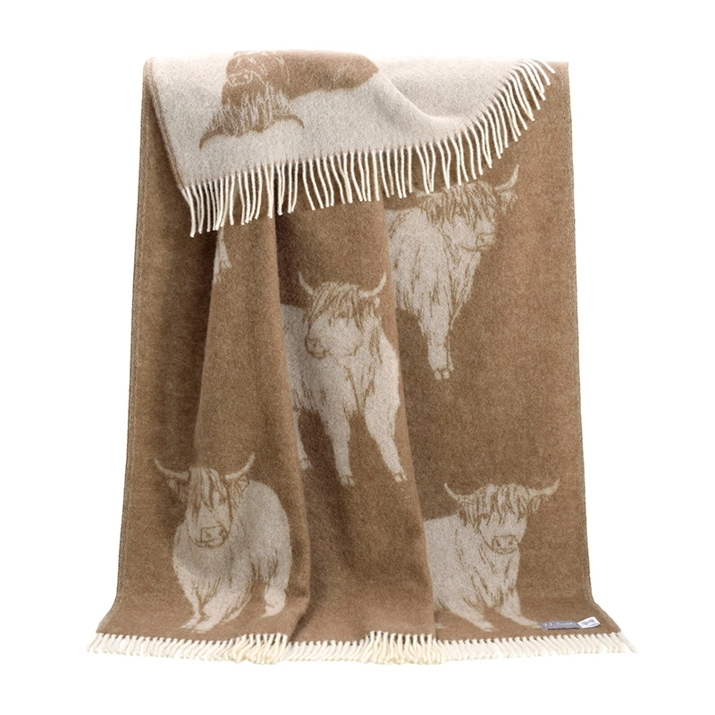 Highland Cow Wool Throw Reversible Cow Scarf