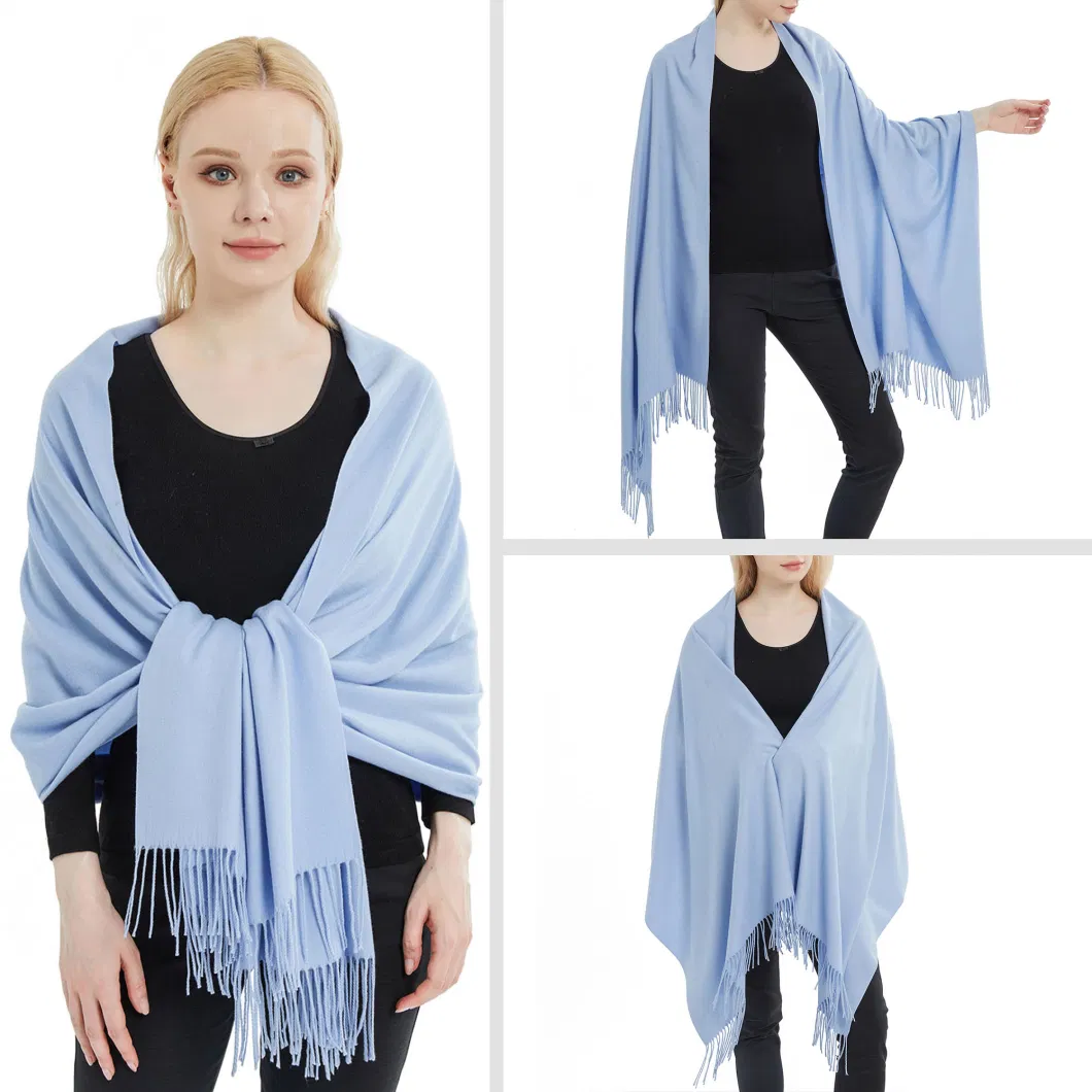 Chic Customise Luxury Light Blue Bride Pashmina Shawls and Scarves