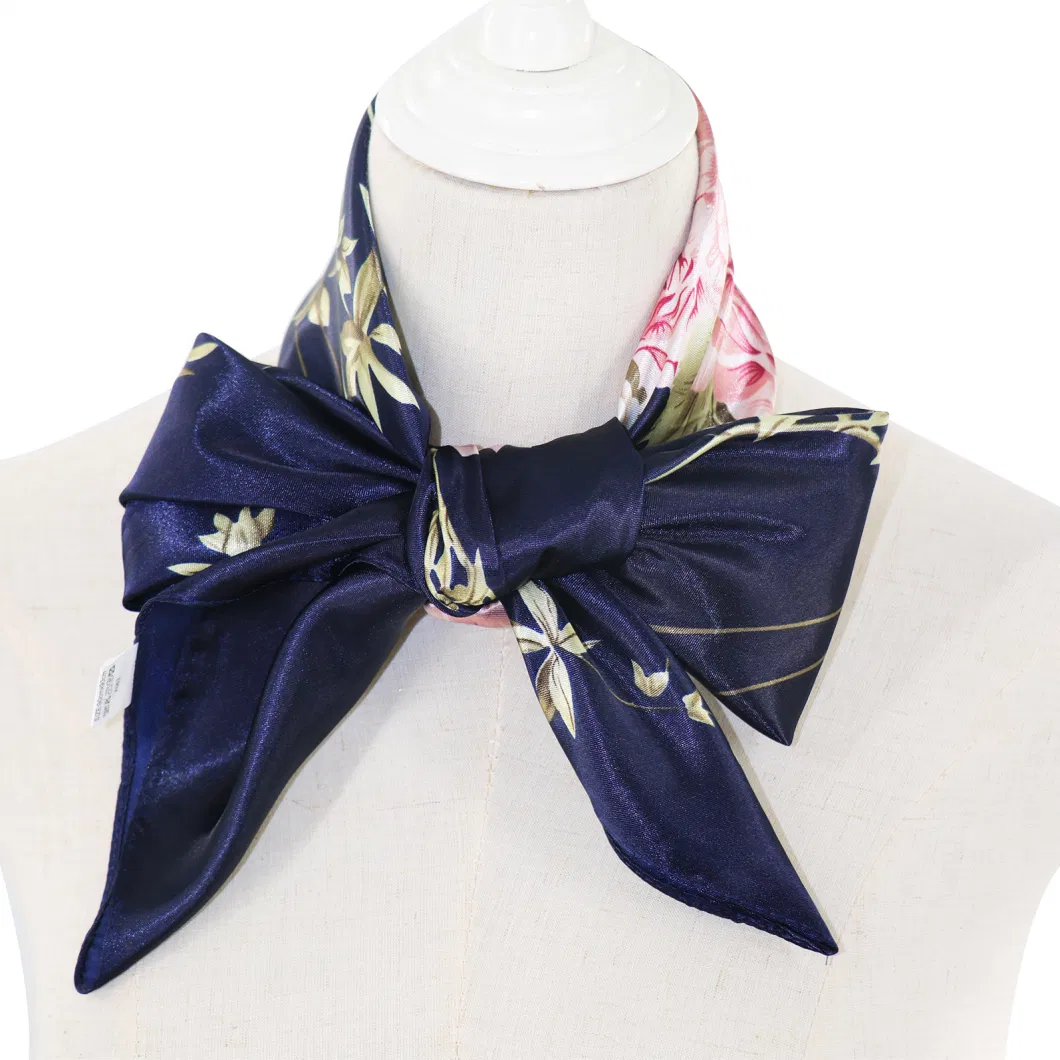 Fashion Ladies Square Flowers Silk Head Hair Wrapping Scarf