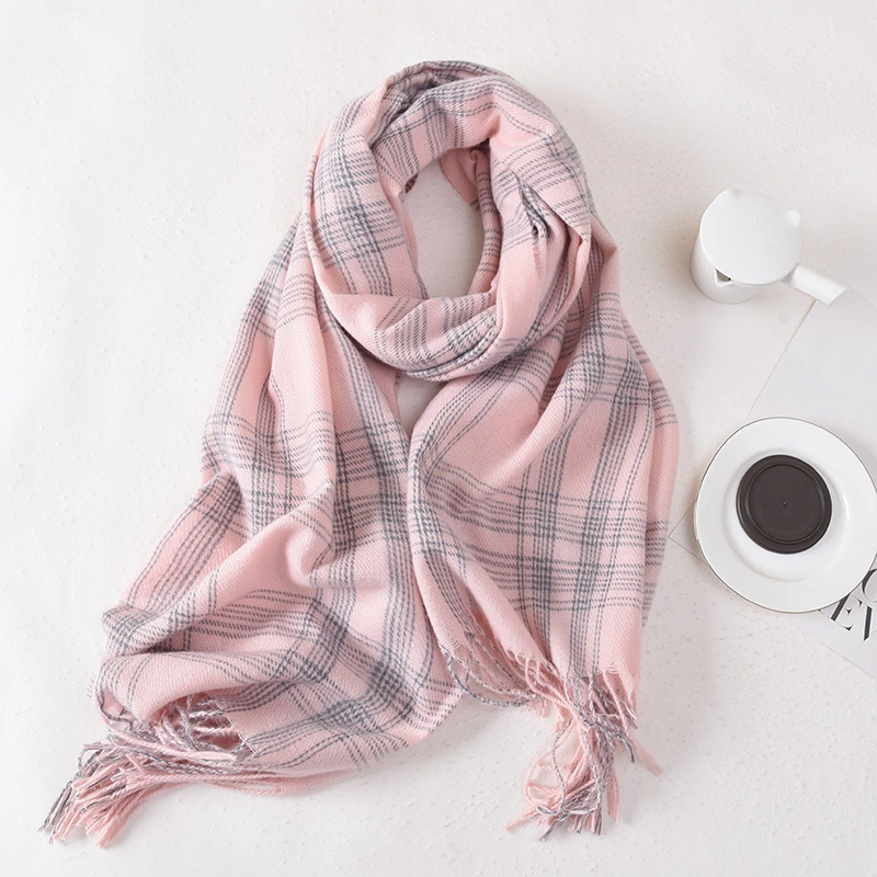 New Niche High Appearance Level Polyester Scarf Ins Plaid Scarf for Women Winter Warm Long Scarf