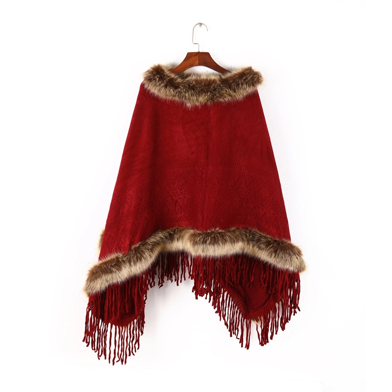 Women Shawl Cloak Winter Scarf Ladies Travel Shawls Cashmere Hickened Cloak Fur Cloak